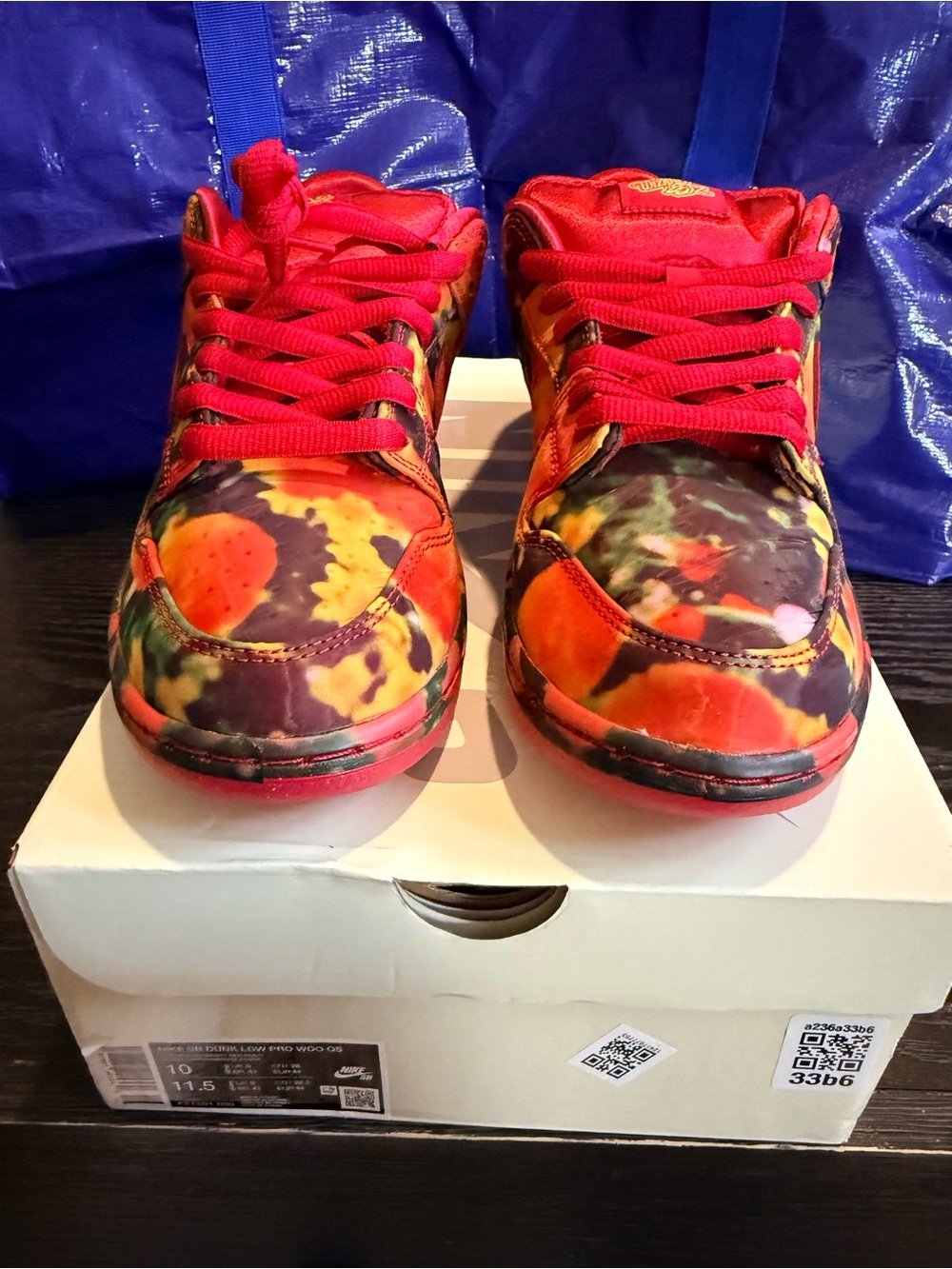 Nike Kids Tie-Dye Sneakers with Red Laces